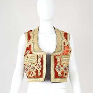 Vntg SAKS FIFTH AVE Moroccan Embroider Vest Sz S/M